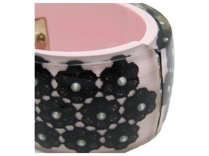 Chanel Spitzenblumenarmband, selten! Schwarz Pink Weiß - Ansicht 14