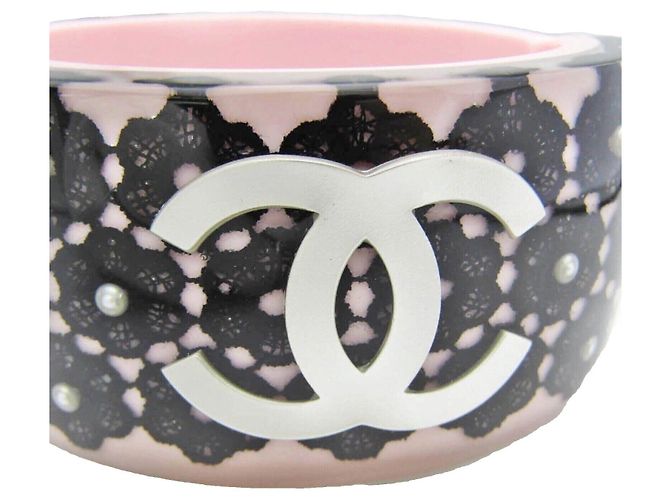 Chanel Spitzenblumenarmband, selten! Schwarz Pink Weiß - Ansicht 15