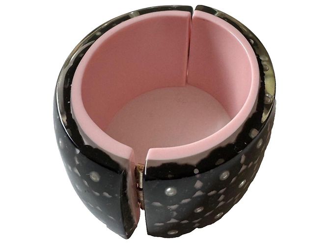 Chanel Spitzenblumenarmband, selten! Schwarz Pink Weiß - Ansicht 16