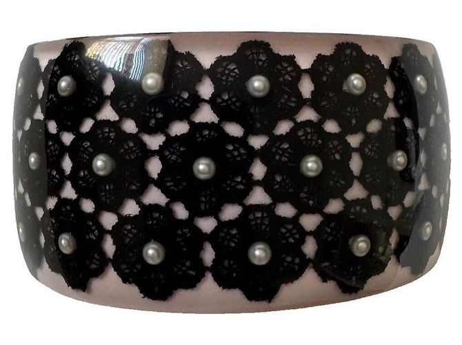 Chanel Spitzenblumenarmband, selten! Schwarz Pink Weiß - Ansicht 2