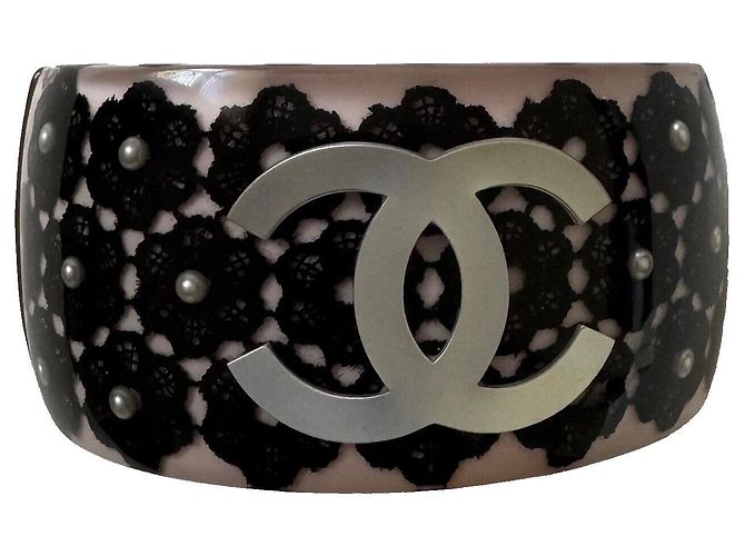 Chanel Spitzenblumenarmband, selten! Schwarz Pink Weiß - Ansicht 5