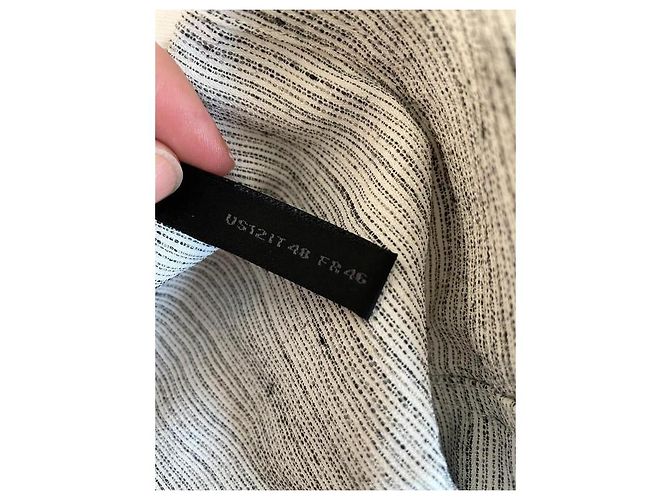 Falda de sastre Donna Karan Shantung Pinstripe Aluminio Blanco Gris - vista 10