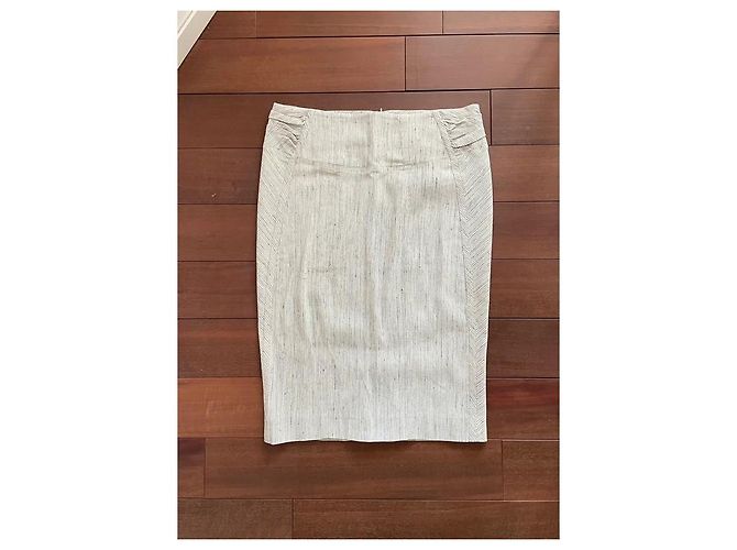 Falda de sastre Donna Karan Shantung Pinstripe Aluminio Blanco Gris - vista 11