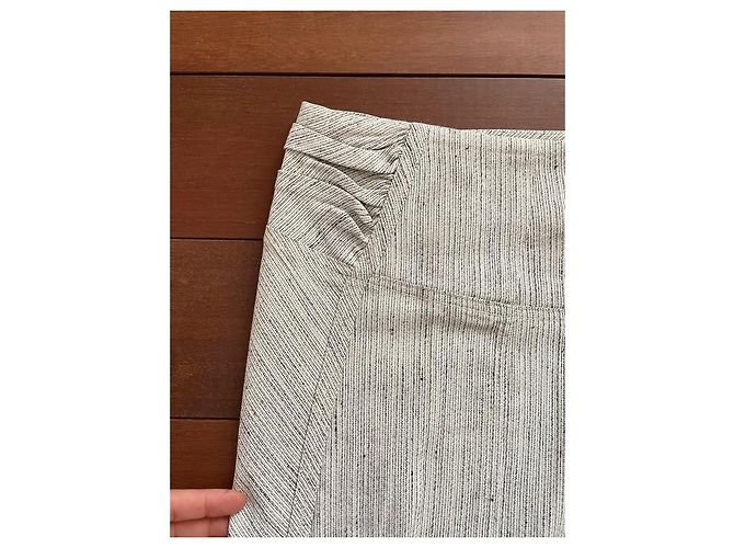 Falda de sastre Donna Karan Shantung Pinstripe Aluminio Blanco Gris - vista 12