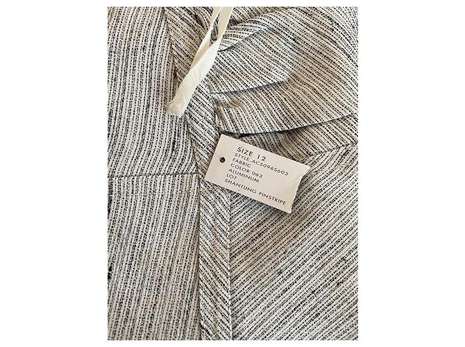 Falda de sastre Donna Karan Shantung Pinstripe Aluminio Blanco Gris - vista 2