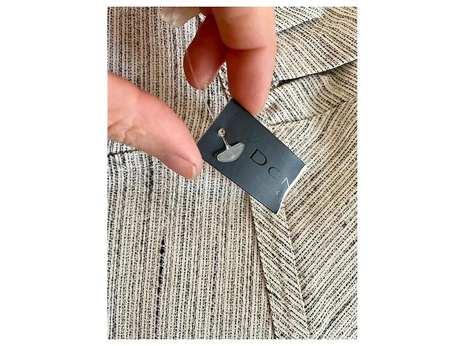 Falda de sastre Donna Karan Shantung Pinstripe Aluminio Blanco Gris - vista 3