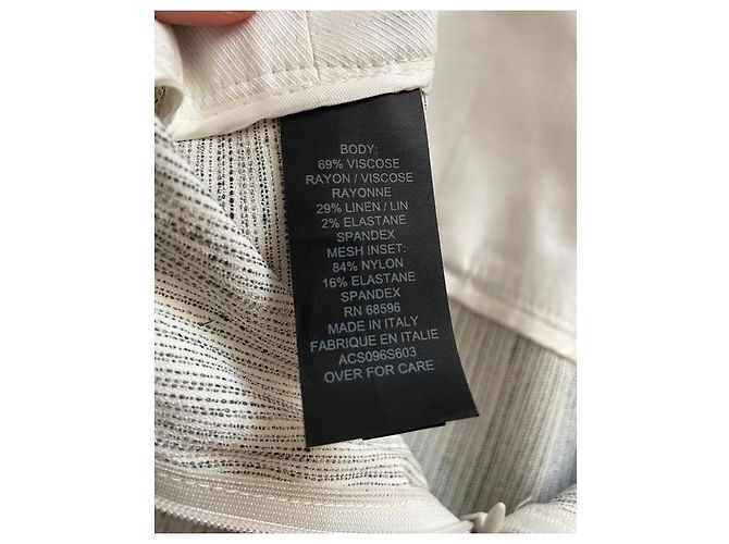 Falda de sastre Donna Karan Shantung Pinstripe Aluminio Blanco Gris - vista 4