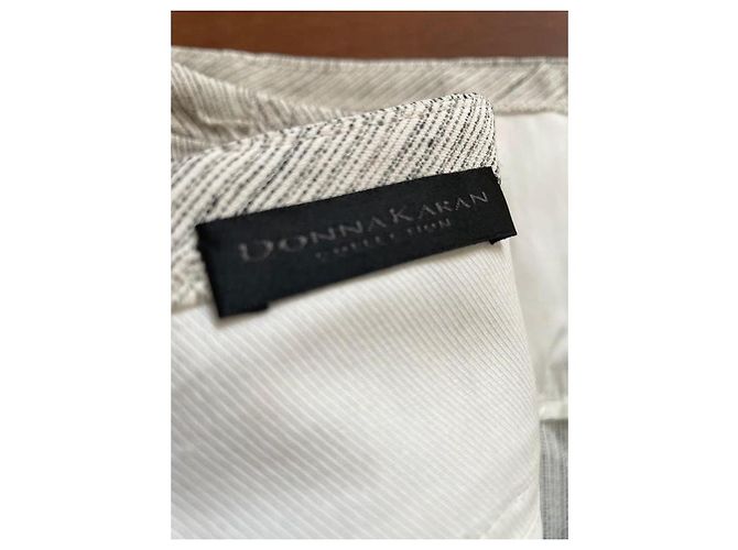 Falda de sastre Donna Karan Shantung Pinstripe Aluminio Blanco Gris - vista 5
