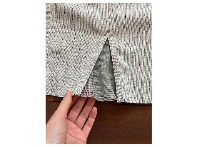 Falda de sastre Donna Karan Shantung Pinstripe Aluminio Blanco Gris - vista 7