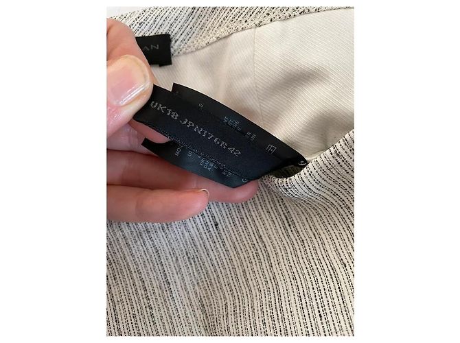 Falda de sastre Donna Karan Shantung Pinstripe Aluminio Blanco Gris - vista 9