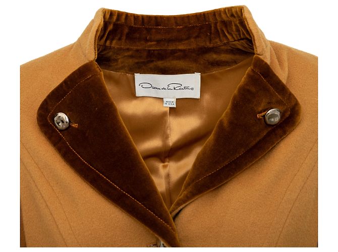 Wolljacke mit Samtkragen von Oscar de la Renta Braun - Ansicht 4