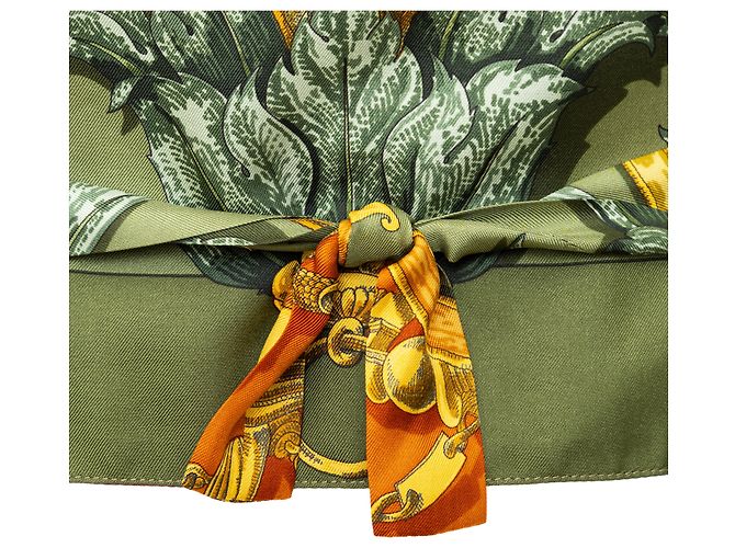Colete Hermès de algodão acolchoado e seda verde oliva Multicor - vista 10