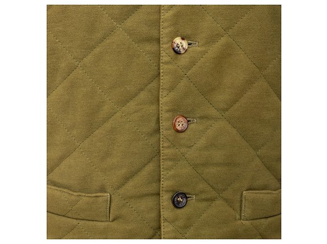 Colete Hermès de algodão acolchoado e seda verde oliva Multicor - vista 4