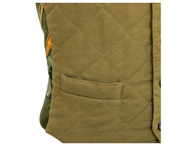 Colete Hermès de algodão acolchoado e seda verde oliva Multicor - vista 7