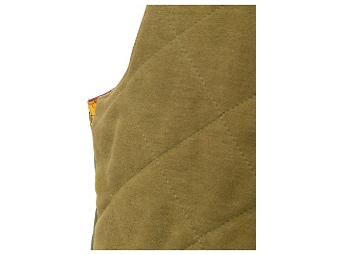 Colete Hermès de algodão acolchoado e seda verde oliva Multicor - vista 8