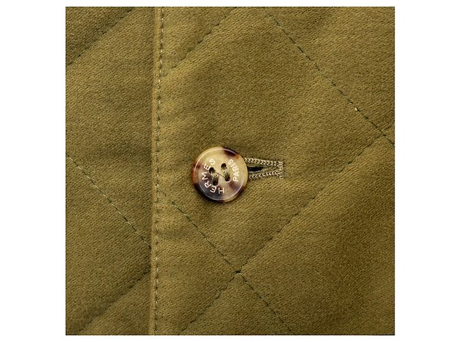 Colete Hermès de algodão acolchoado e seda verde oliva Multicor - vista 9