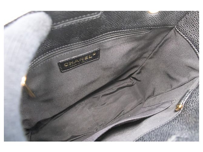 Bolsa de compras CHANEL Caviar PST com corrente, preta acolchoada Preto - vista 11