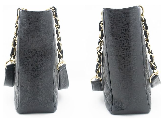 Bolsa de compras CHANEL Caviar PST com corrente, preta acolchoada Preto - vista 5