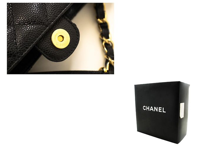 Bolsa de compras CHANEL Caviar PST com corrente, preta acolchoada Preto - vista 8
