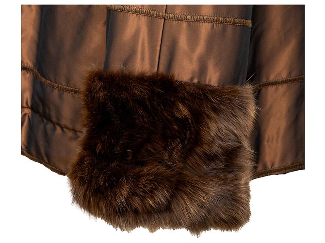 Autre Marque Satinmantel Collection Privée mit Fell Braun - Ansicht 11