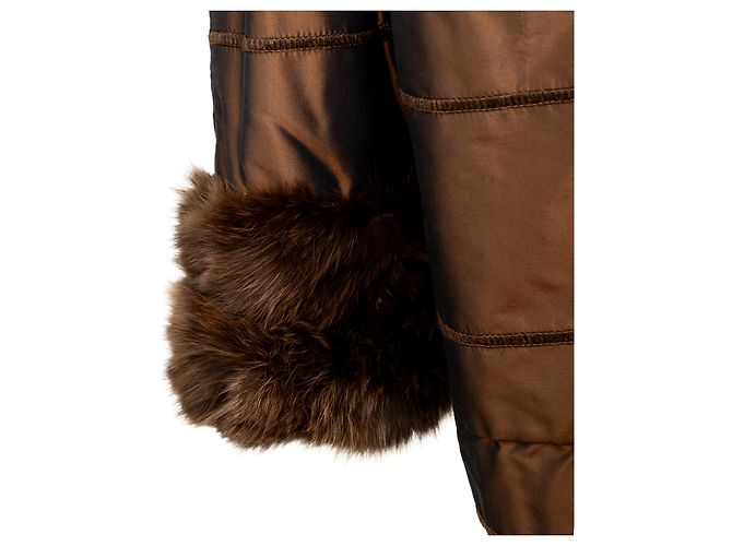 Autre Marque Satinmantel Collection Privée mit Fell Braun - Ansicht 12