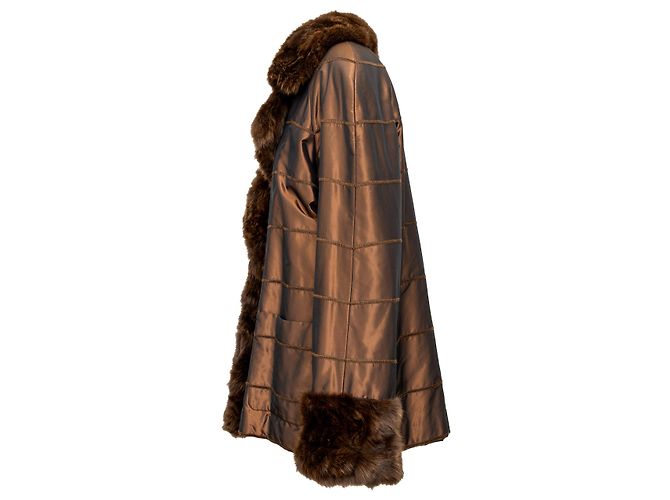 Autre Marque Satinmantel Collection Privée mit Fell Braun - Ansicht 2