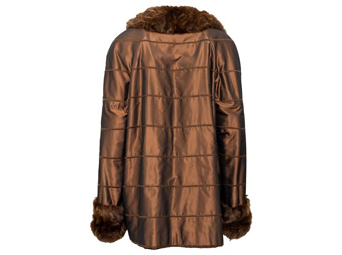 Autre Marque Satinmantel Collection Privée mit Fell Braun - Ansicht 3