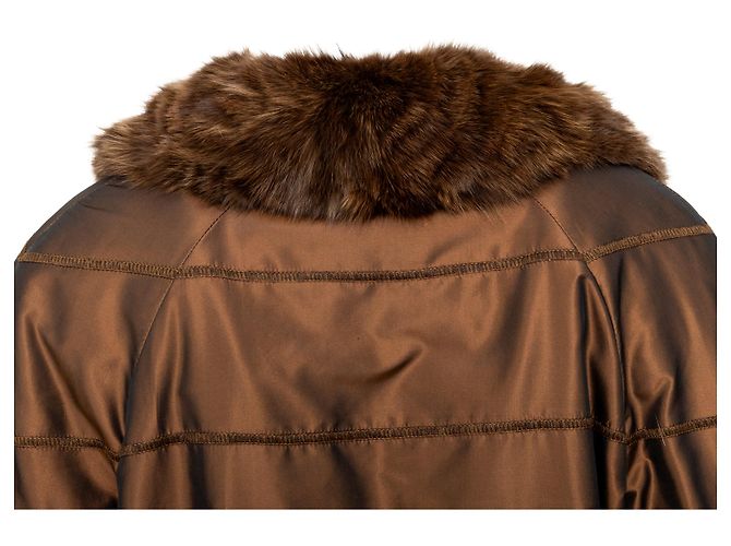 Autre Marque Satinmantel Collection Privée mit Fell Braun - Ansicht 5
