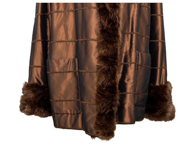 Autre Marque Satinmantel Collection Privée mit Fell Braun - Ansicht 6