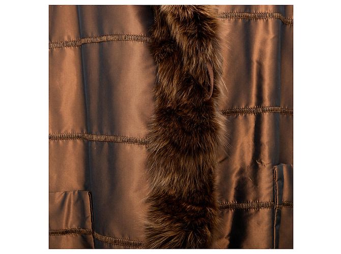 Autre Marque Satinmantel Collection Privée mit Fell Braun - Ansicht 8