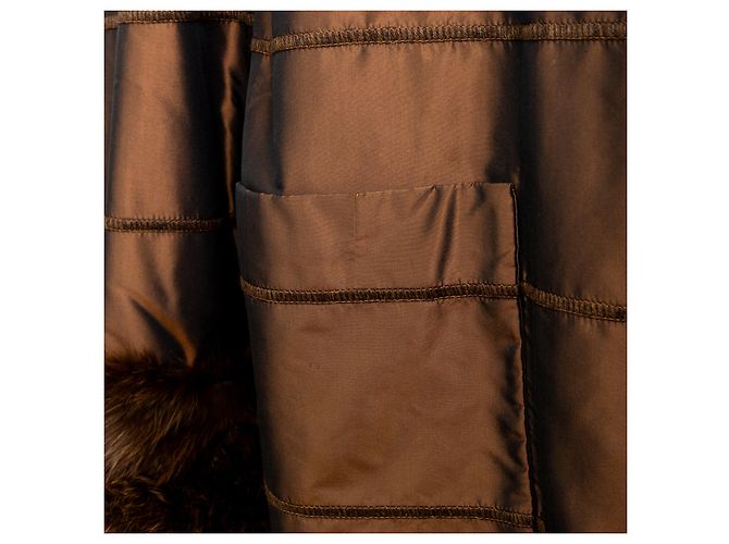 Autre Marque Satinmantel Collection Privée mit Fell Braun - Ansicht 9