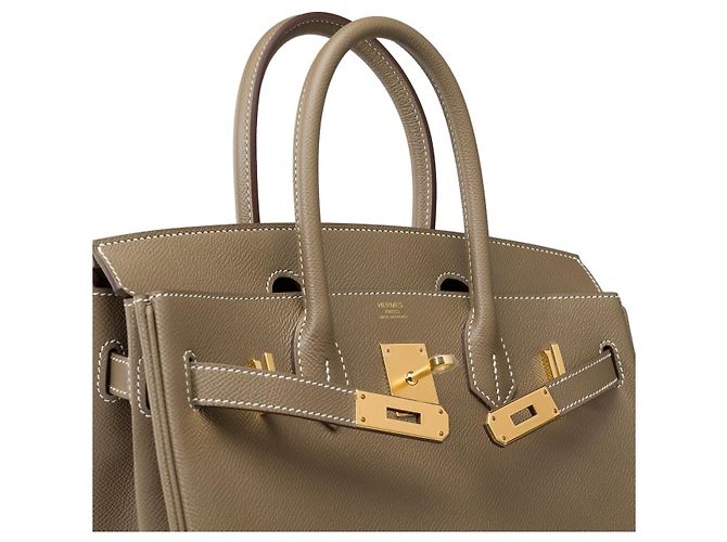 Hermès Sac HERMES Birkin 30 en Cuir Étoupe - 102136 Taupe - vue 7