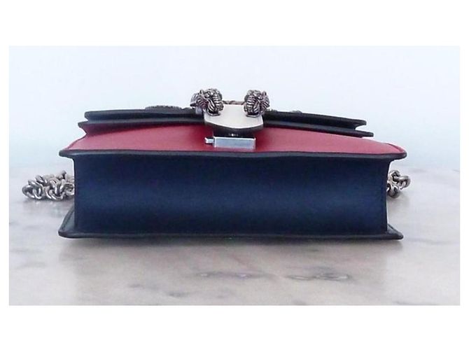 Borsa a mano Gucci Dionysus in pelle blu rosso crema con farfalla - vista 5