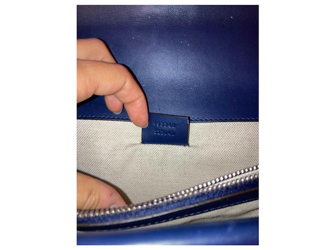 Borsa a mano Gucci Dionysus in pelle blu rosso crema con farfalla - vista 8