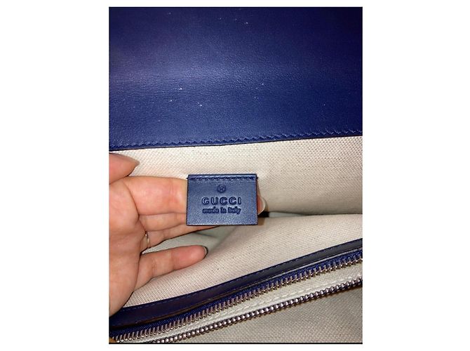 Borsa a mano Gucci Dionysus in pelle blu rosso crema con farfalla - vista 9