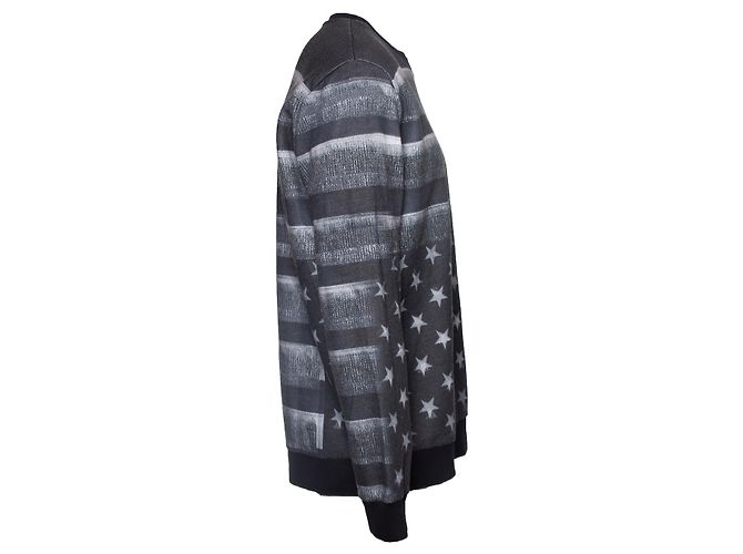 Givenchy Rundhalspullover mit amerikanischer Flagge Grau - view 3