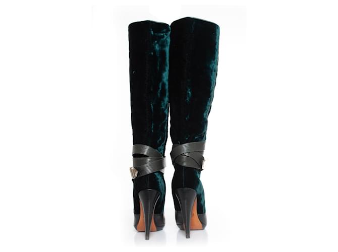 Versace Samtstrap-Stiefel Grün - Ansicht 3