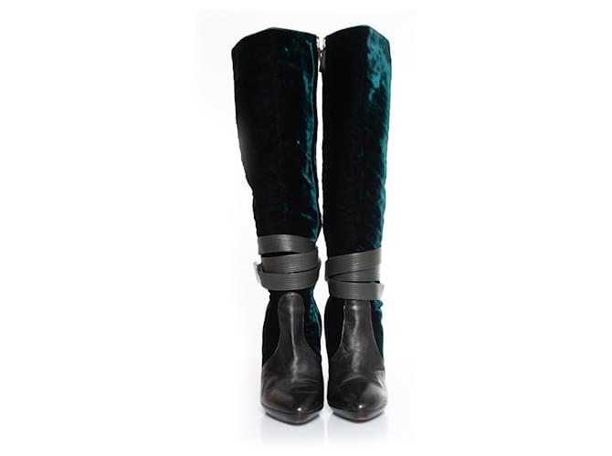 Versace Samtstrap-Stiefel Grün - Ansicht 5