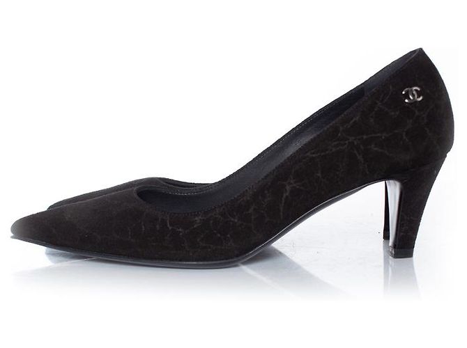 Kitten heel in suede di Chanel Nero - vista 2