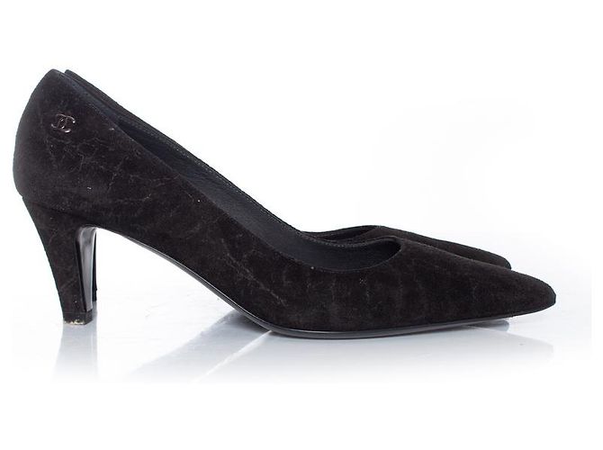 Kitten heel in suede di Chanel Nero - vista 4