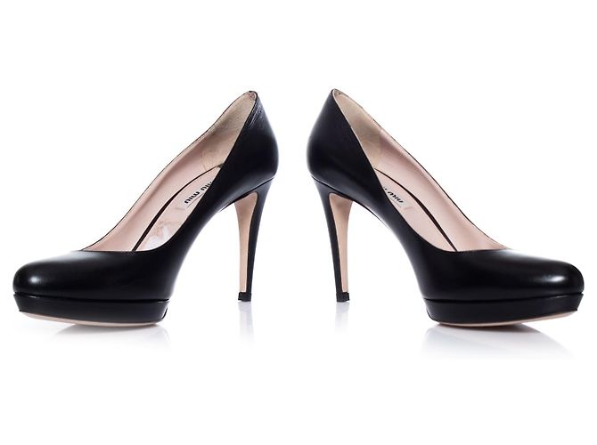 Miu Miu décolleté platform in pelle nera Nero - vista 3