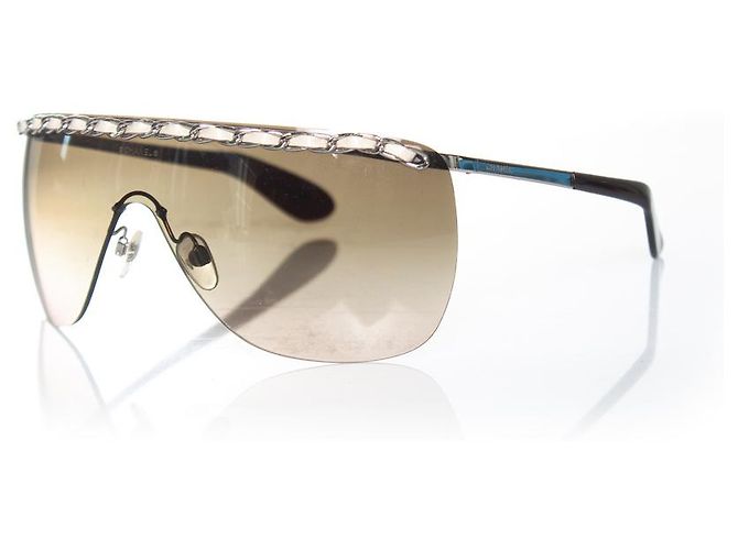 Chanel rimless shield chain sunglasses Brown - view 2