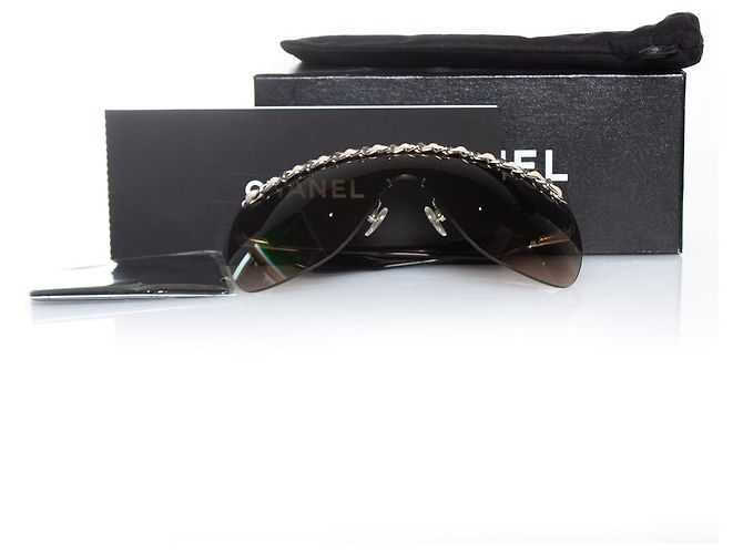 Chanel rimless shield chain sunglasses Brown - view 3
