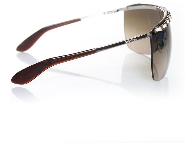 Chanel rimless shield chain sunglasses Brown - view 4