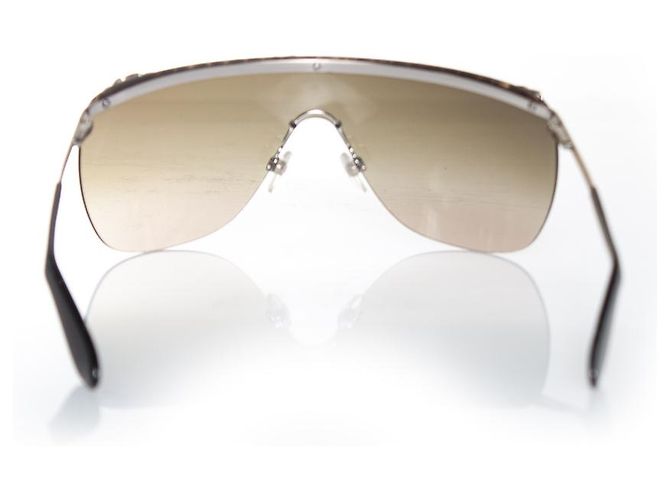 Chanel rimless shield chain sunglasses Brown - view 5