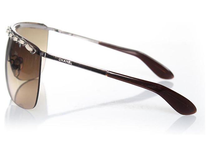 Chanel rimless shield chain sunglasses Brown - view 6