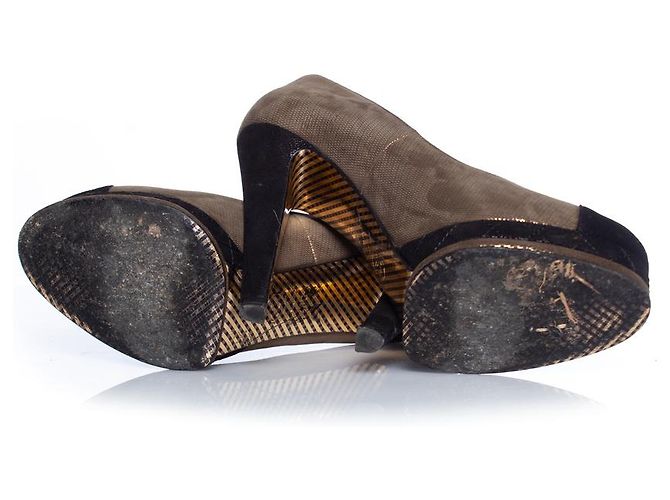 Tacchi a piattaforma in suede Chanel Verde Cachi - vista 8