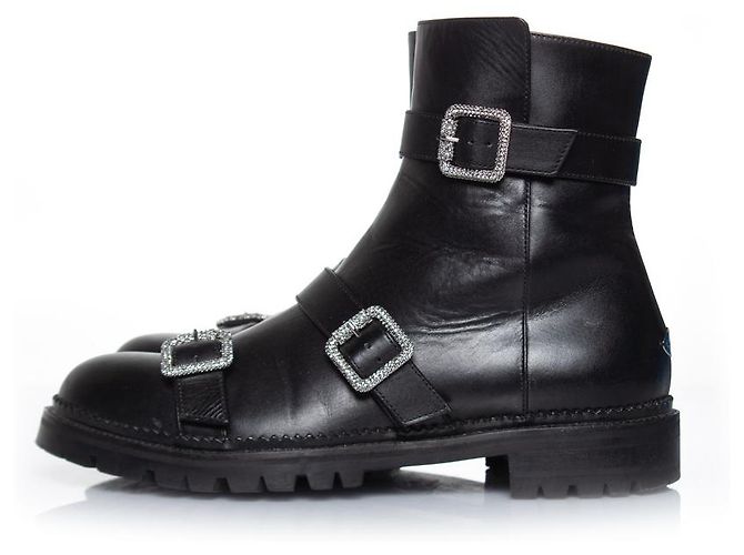 Botas de tobillo planas Hank con hebilla de joya de Jimmy Choo Negro - vista 2