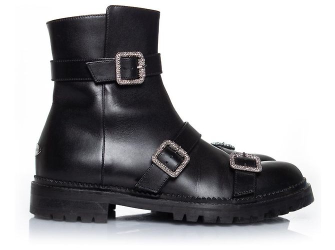 Botas de tobillo planas Hank con hebilla de joya de Jimmy Choo Negro - vista 3
