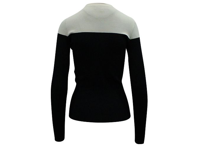Paule Ka Bicolor Langarm-Stricktop aus schwarzer und beiger Viskose - Ansicht 2